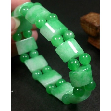 Bracelet Jade vert et perles de bamboo