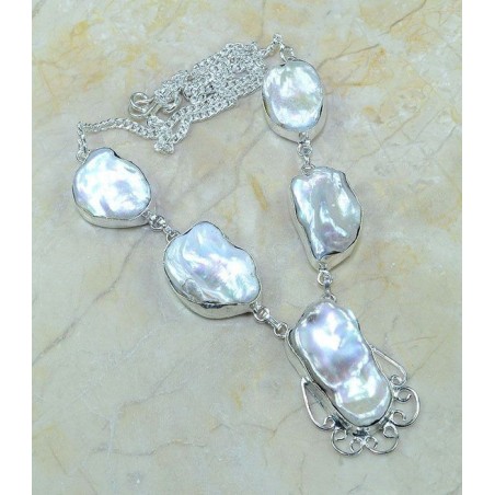 poinçon .925 sterling 5 belles NACRE COQUILLAGE monté en collier de toute beauté