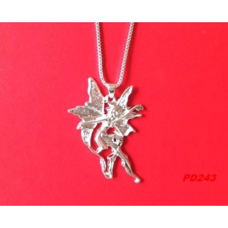 Pendentif Elfe fée fee en argent 925 sterling 40 x 30 mm collier