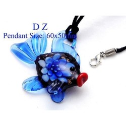 Superbe pendentif POISSON en verre. Divers coloris. D'autres modèles. Collier