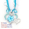  article fantaisie. Collier + boucles d'oreilles - Métal. Pendentif collier||Superbe double Coeur turquoise