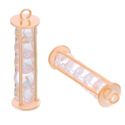 Breloque doré avec ses cristal en cage. d'autres modèles argent dans mes annonces. 
vous achetez 1 article. Pour monter selon v