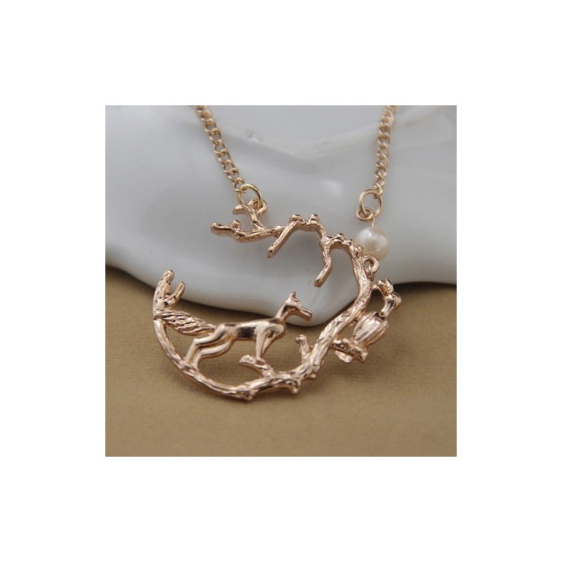 Collier Loup métal doré||Collier Loup métal doré