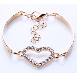  semi-rigide||Bracelet fantaisie avec son cœur central en strass