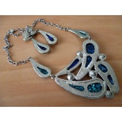  émail sur métal||Parure : Collier + Boucles d'oreilles fantaisies