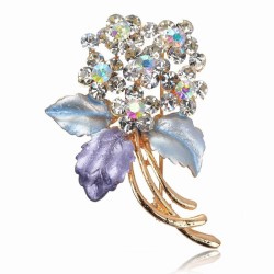 Broche - BOUQUET très élégante : émail - strass + 5 strass "aurore boreale"