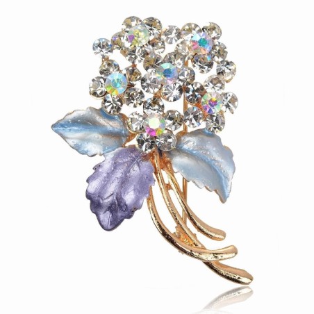 Broche - BOUQUET très élégante : émail - strass + 5 strass "aurore boreale"