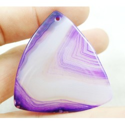 45 X 42 X 6 mm Pendentif AGATE VIOLET BLANC superbe monté avec sa bélière