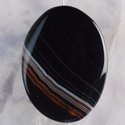 Pendentif perle AGATE NOIRE monté avec son anneau
