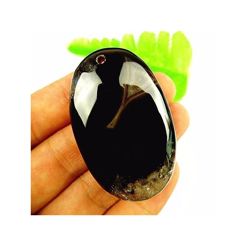 Pendentif AGATE NOIRE monté avec son anneau||Pendentif AGATE NOIRE monté avec son anneau