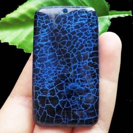 59x33x5mm Pendentif AGATE VEINE DE DRAGON rectangulaire - monté avec une sa bélière