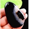 Pendentif AGATE NOIRE et BLANCHE  monté avec son anneau||Pendentif AGATE NOIRE et BLANCHE  monté avec son anneau