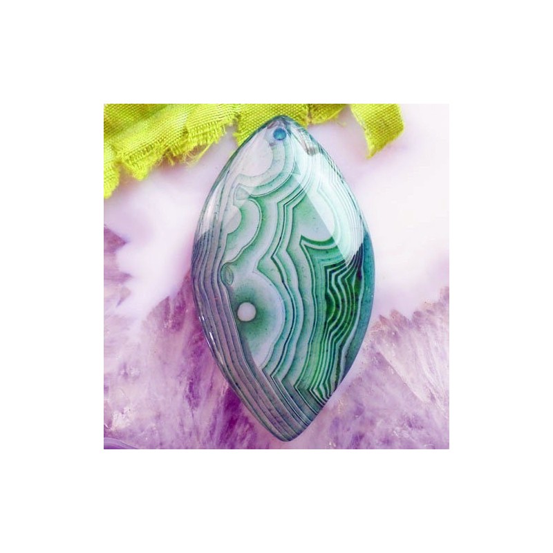 Pendentif AGATE VERTE VEINEE