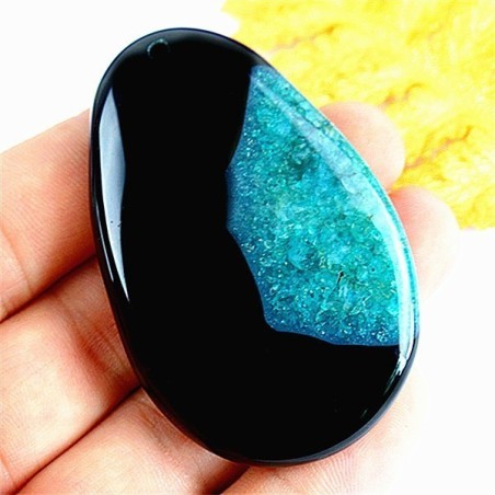 Pendentif AGATE VERTE ET NOIRE superbe monté avec un anneau||Pendentif AGATE VERTE ET NOIRE superbe monté avec un anneau