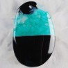 50x32x6mm Pendentif AGATE VERTE ET NOIRE superbe monté avec sa bélière