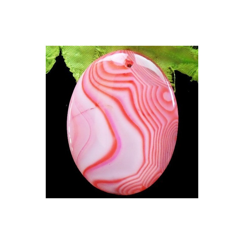 Pendentif AGATE ROUGE / ROSE superbe monté avec un anneau