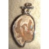 Ce pendentif en argent massif s'agrémentera avec toutes vos tenues, avec son poinçon .925 et son bois pétrifié ajouté à cela le 