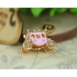  porte-clés "CARROSSE ROSE" strass. Porte-Bonheur||XS  Bijou de sac