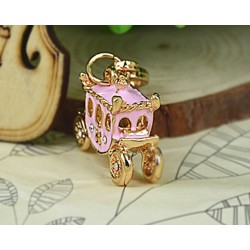  porte-clés "CARROSSE ROSE" strass. Porte-Bonheur||XS  Bijou de sac