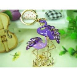  porte-clés "FLAMANT VIOLET" strass. Porte-Bonheur||Bijou de sac