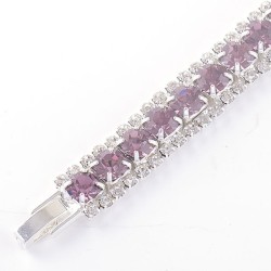 Plaqué argent : Bracelet aux zirconium pourpre / violet sertis