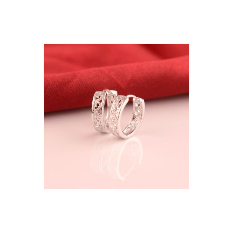 Plaqué Or blanc 14Ct - Boucles d'oreilles ajourées