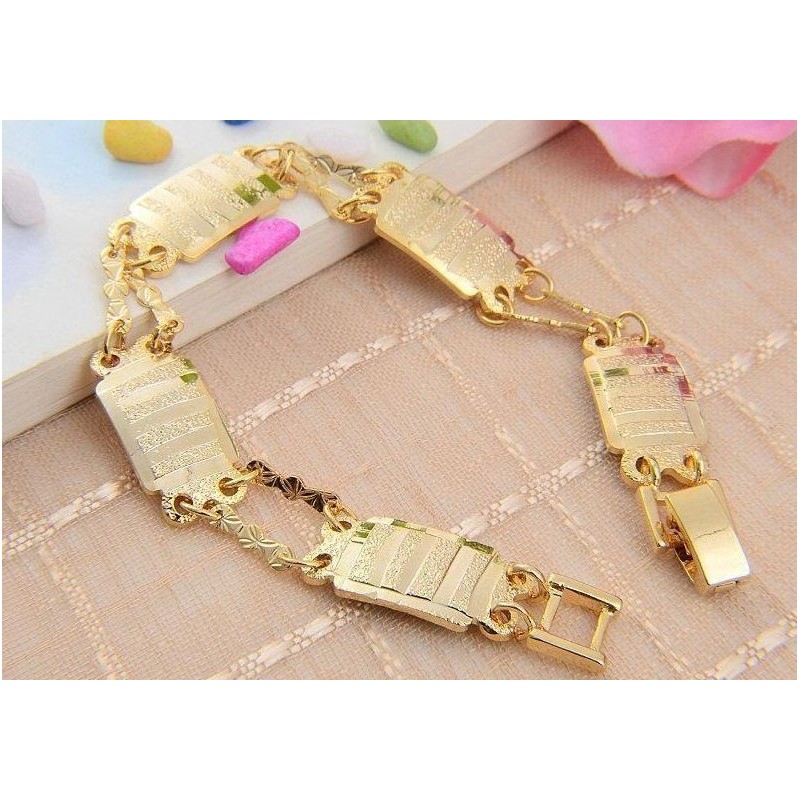 Plaqué Or 18ct. Bracelet 5 plaquettes gourmett