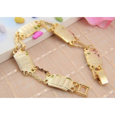 Plaqué Or 18ct. Bracelet 5 plaquettes gourmett