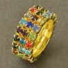 Bague stretch - Taille 7 - Plaqué or 9Ct. - Zirconium multicolor